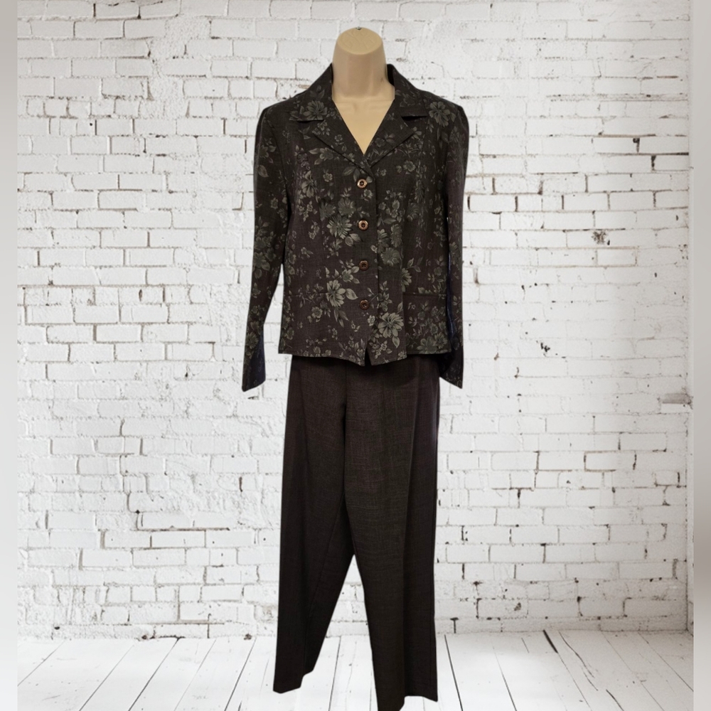 Sag Harbor Petite Floral Black Women's Jacket Gray & Black